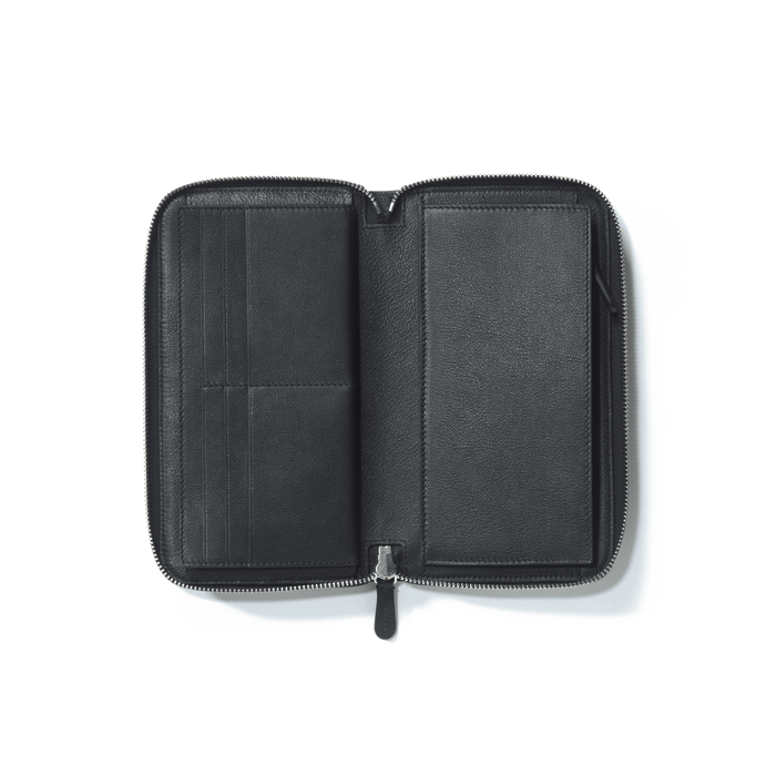 J.m. Weston Portefeuille Long Double You En Cuir Lisse Noir