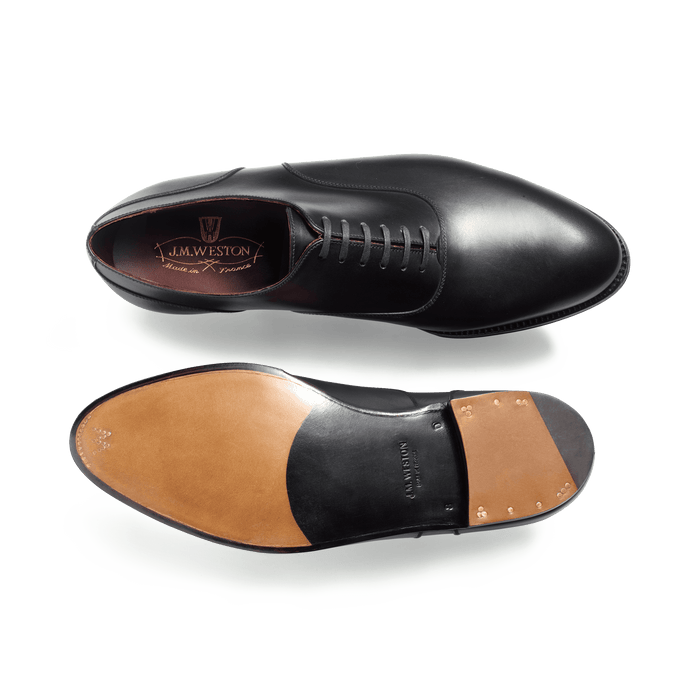 J.m. Weston Richelieu à Empiècements Homme En Cuir Lisse Noir
