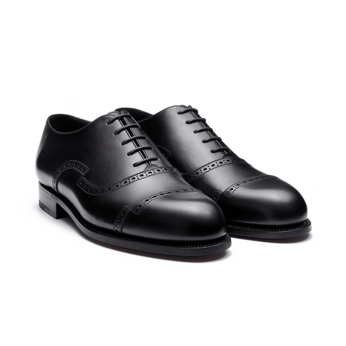 J.m. Weston Richelieu Bout Droit Perforé Raphaël Homme En Cuir Lisse Noir