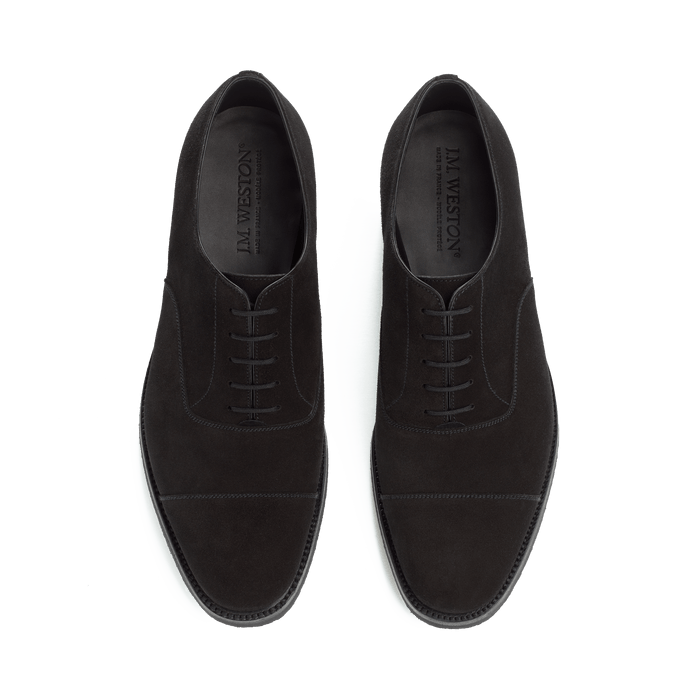 J.m. Weston Richelieu Bout Droit Semelle Gomme Effet Crêpe Homme En Cuir Velours Noir