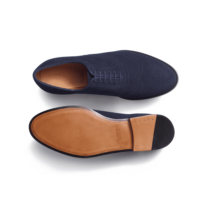 J.m. Weston Richelieu Cycliste Fleuri Femme En Cuir Chèvre Velours Marine