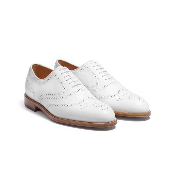 J.m. Weston Richelieu Cycliste Fleuri Femme En Cuir Veau Lisse Blanc