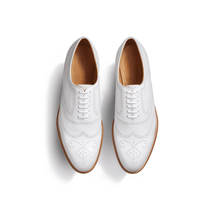 J.m. Weston Richelieu Cycliste Fleuri Femme En Cuir Veau Lisse Blanc