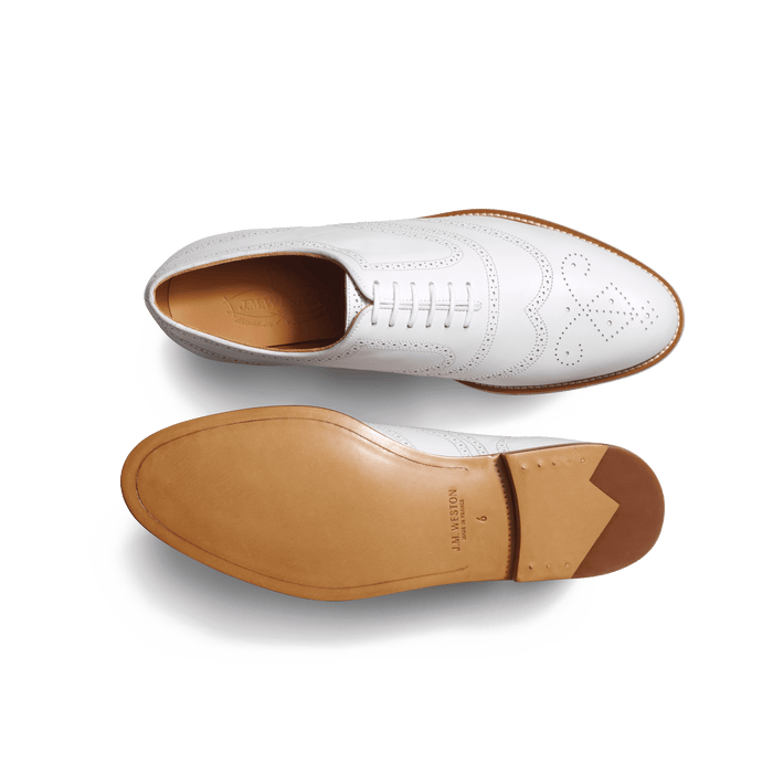 J.m. Weston Richelieu Cycliste Fleuri Femme En Cuir Veau Lisse Blanc