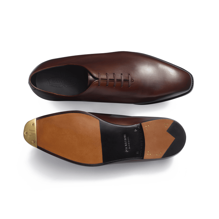 J.m. Weston Richelieu Cycliste Fusain Homme En Cuir Veau Lisse Nuancé Café