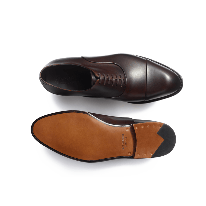 J.m. Weston Richelieu Edouard Homme En Cuir Lisse Marron Patiné