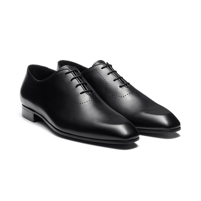 J.m. Weston Richelieu One Cut Monaco Avec Perforations Homme En Cuir Lisse Noir