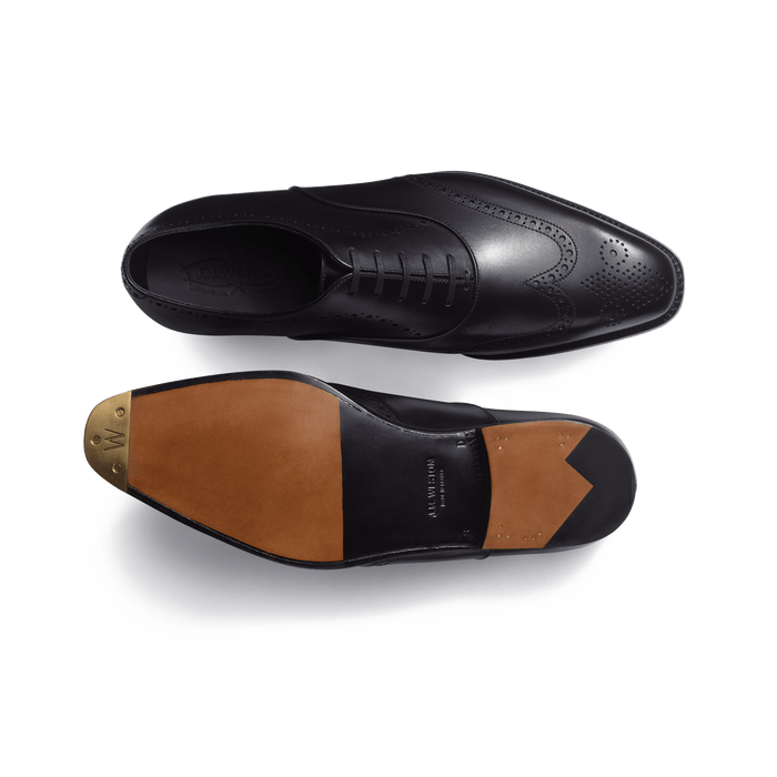 J.m. Weston Richelieu Perforé Fusain Homme En Cuir Veau Box Noir