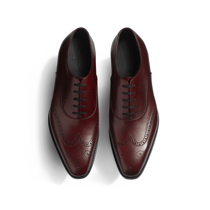 J.m. Weston Richelieu Perforé Fusain Homme En Cuir Veau Box Nuancé Bordeaux