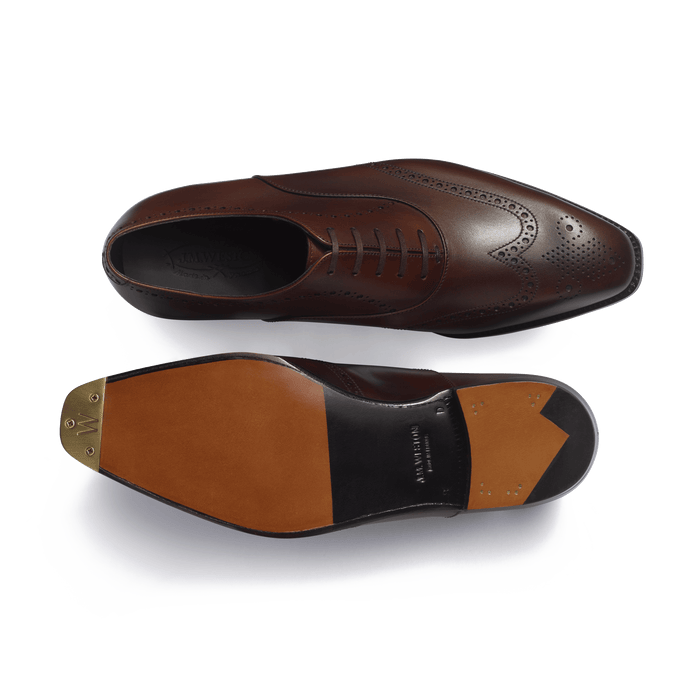 J.m. Weston Richelieu Perforé Fusain Homme En Cuir Veau Box Nuancé Café