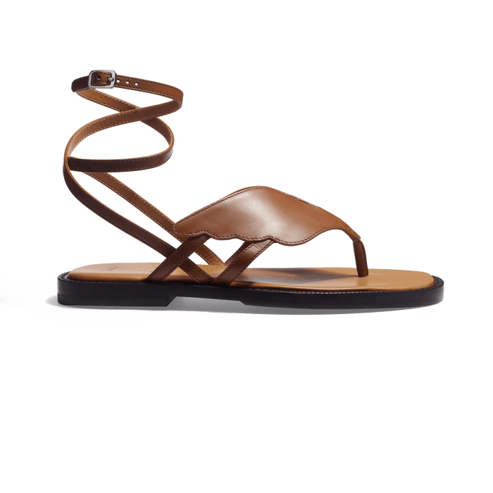 j.m. weston Sandale Double V femme en cuir lisse marron bergeronnette