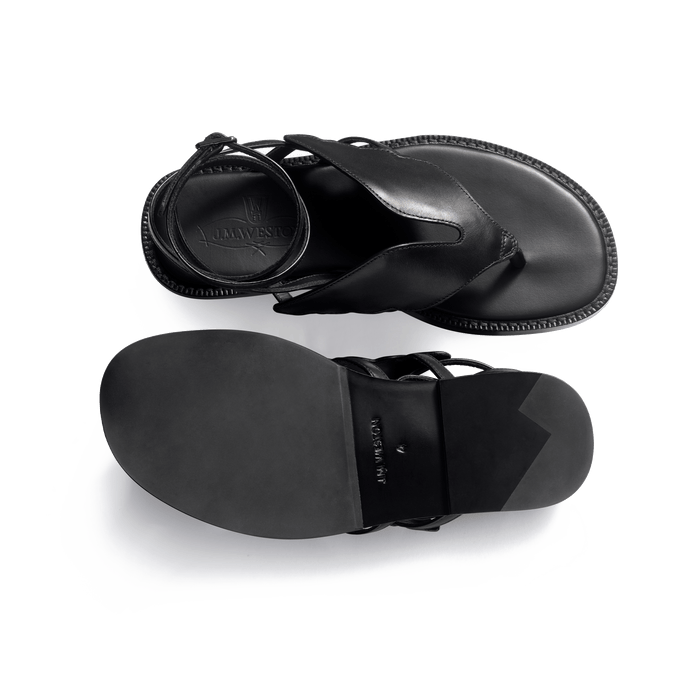 J.m. Weston Sandale Double V Femme En Cuir Lisse Noir