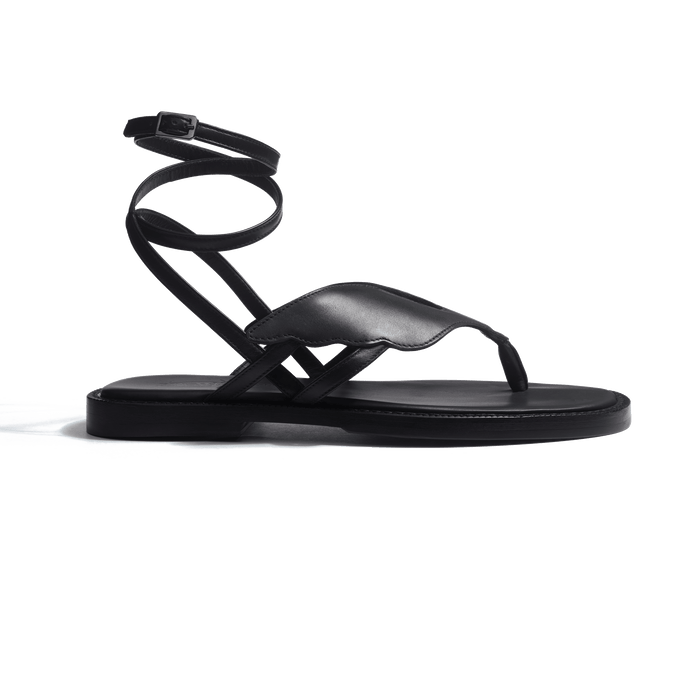 j.m. weston Sandale Double V femme en cuir lisse noir