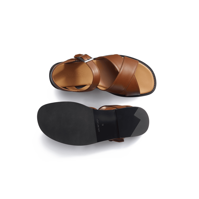 J.m. Weston Sandale Double V Homme En Cuir Lisse Bergeronnette