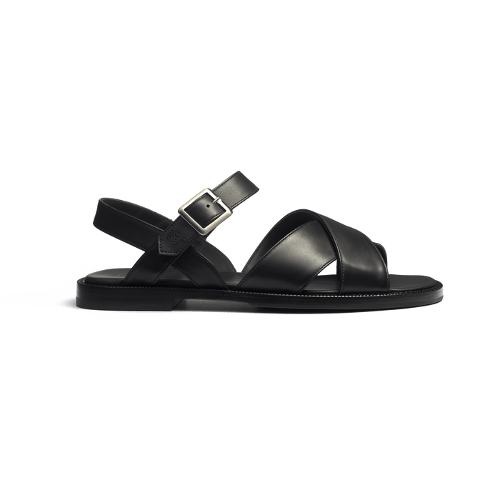 j.m. weston Sandale Double V homme en cuir lisse noir j.m. weston Sandale Double V homme en cuir lisse noir