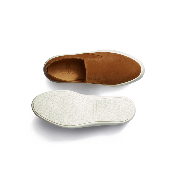 J.m. Weston Tennis 1938 Slip On En Cuir Veau Velours Beachnut