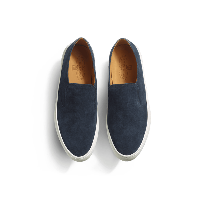 J.m. Weston Tennis 1938 Slip On En Cuir Veau Velours Marine