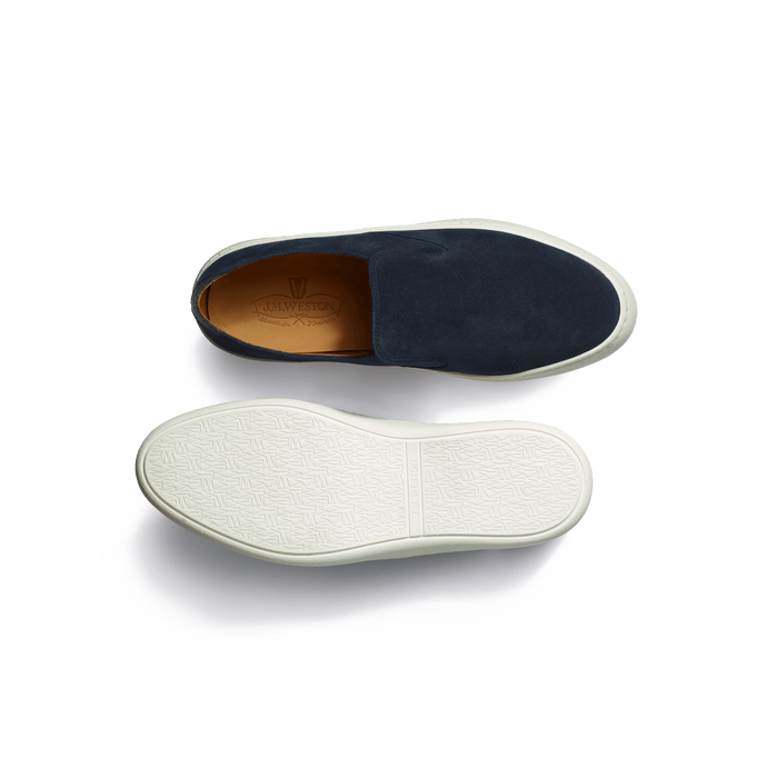 J.m. Weston Tennis 1938 Slip On En Cuir Veau Velours Marine