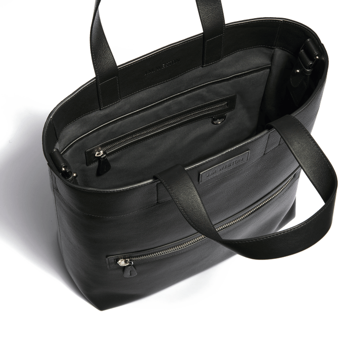 J.m. Weston Tote Bag Walker Grand Modèle En Cuir Veau Lisse Noir