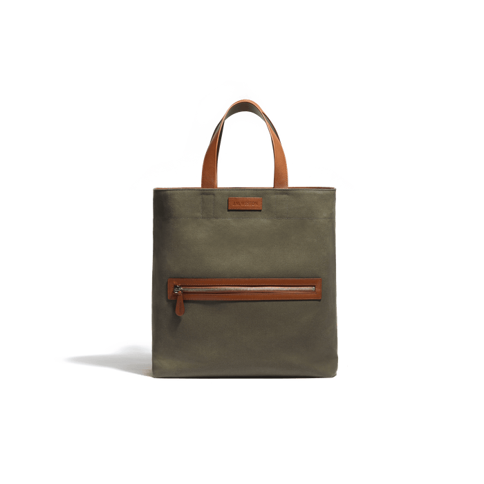 j.m. weston Tote Bag Walker Grand Modèle en Toile kaki & cuir veau lisse bergeronnette