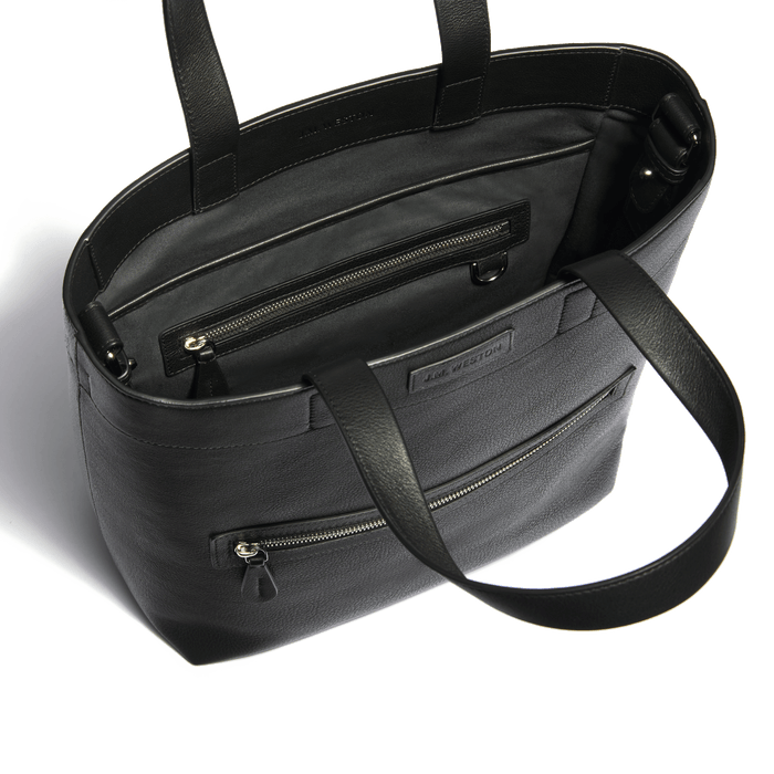 J.m. Weston Tote Bag Walker Petit Modèle En Cuir Veau Lisse Noir