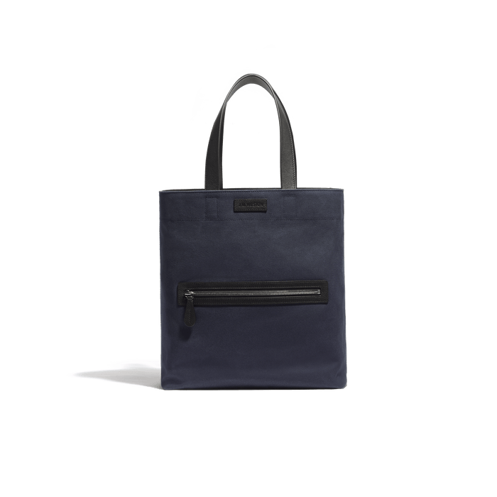 j.m. weston Tote Bag Walker Petit Modèle en Toile marine & cuir veau lisse noir