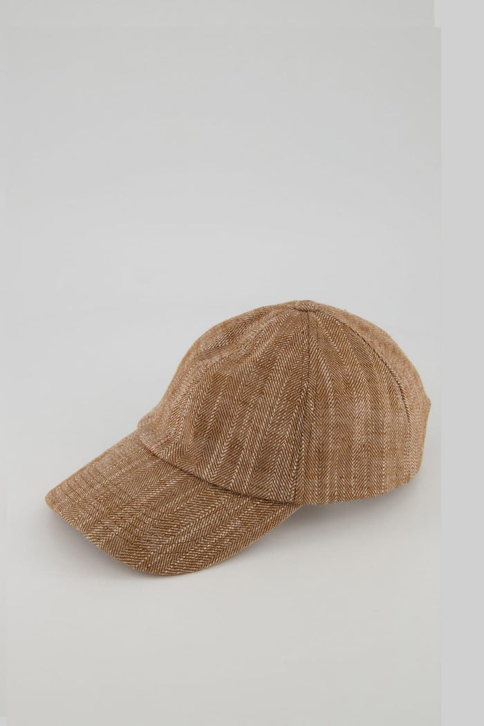 Jagvi Casquette En Tissu Japonais à Motif Chevrons Beige