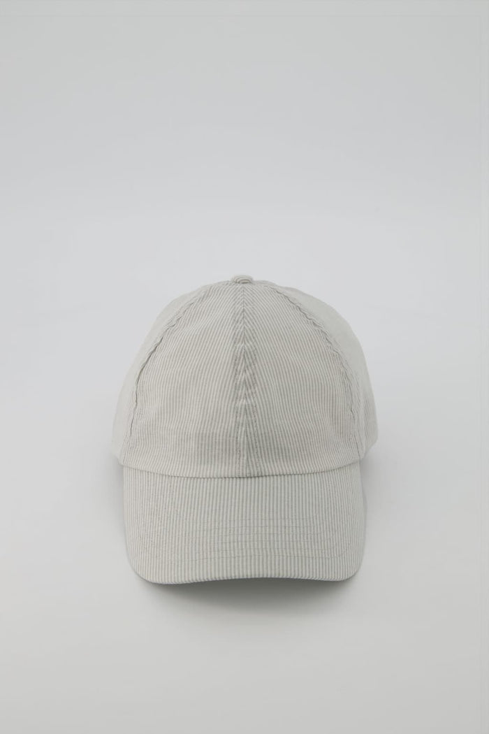Jagvi Casquette En Tissu Japonais à Rayures Gris Clair