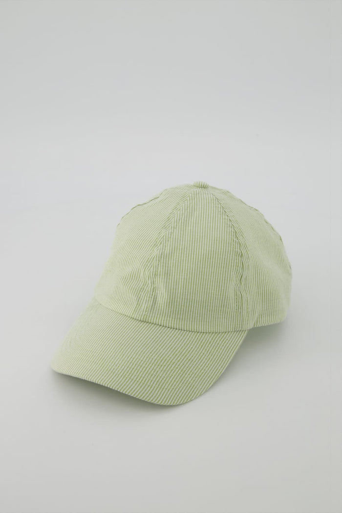 Jagvi Casquette En Tissu Japonais à Rayures Vert Anis
