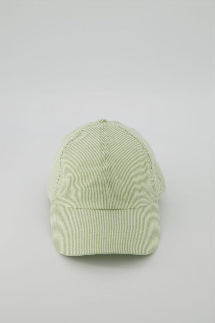 Jagvi Casquette En Tissu Japonais à Rayures Vert Anis