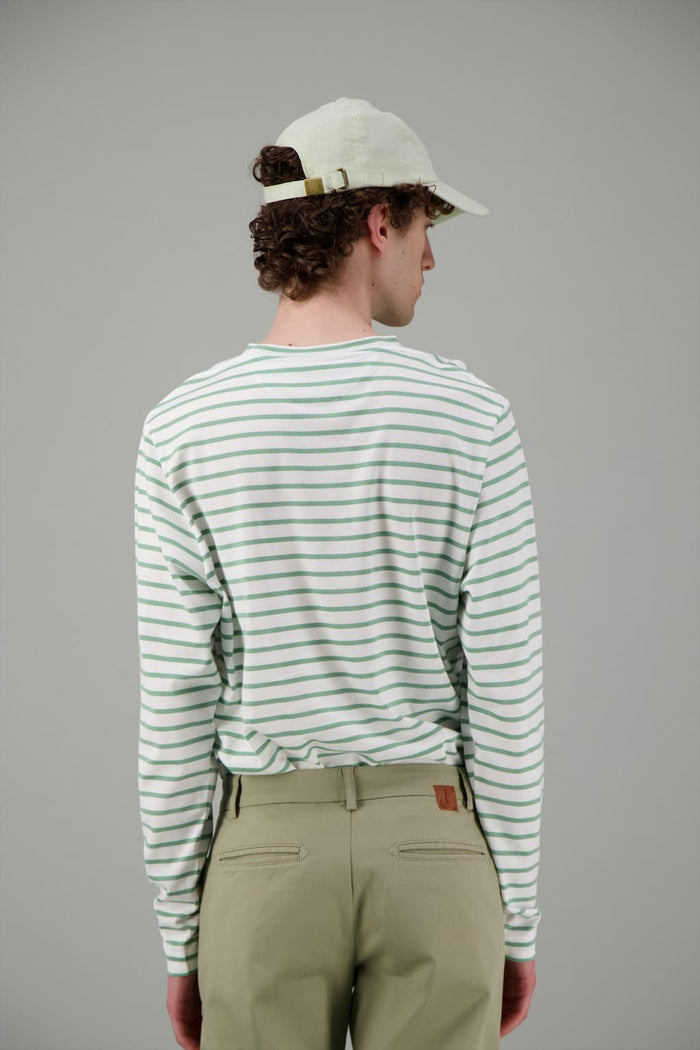 Jagvi Casquette En Tissu Japonais à Rayures Vert Anis