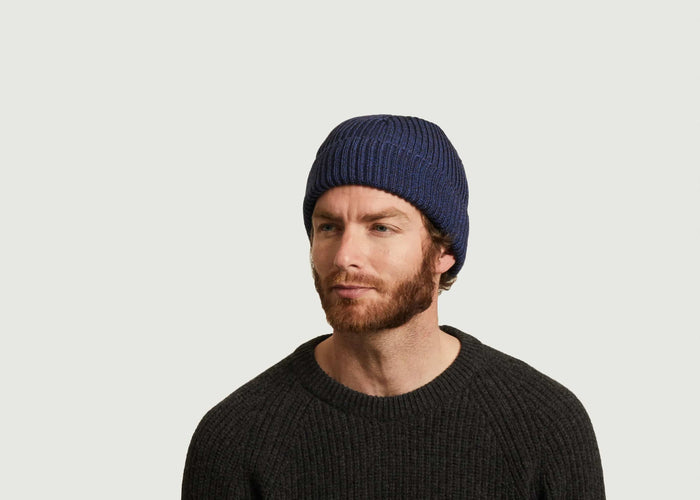 Jagvi Bonnet Marine En Laine Merinos