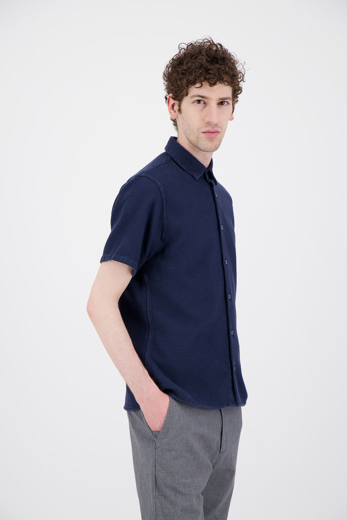 Jagvi Chemise Coton Bio Gaufré Marine
