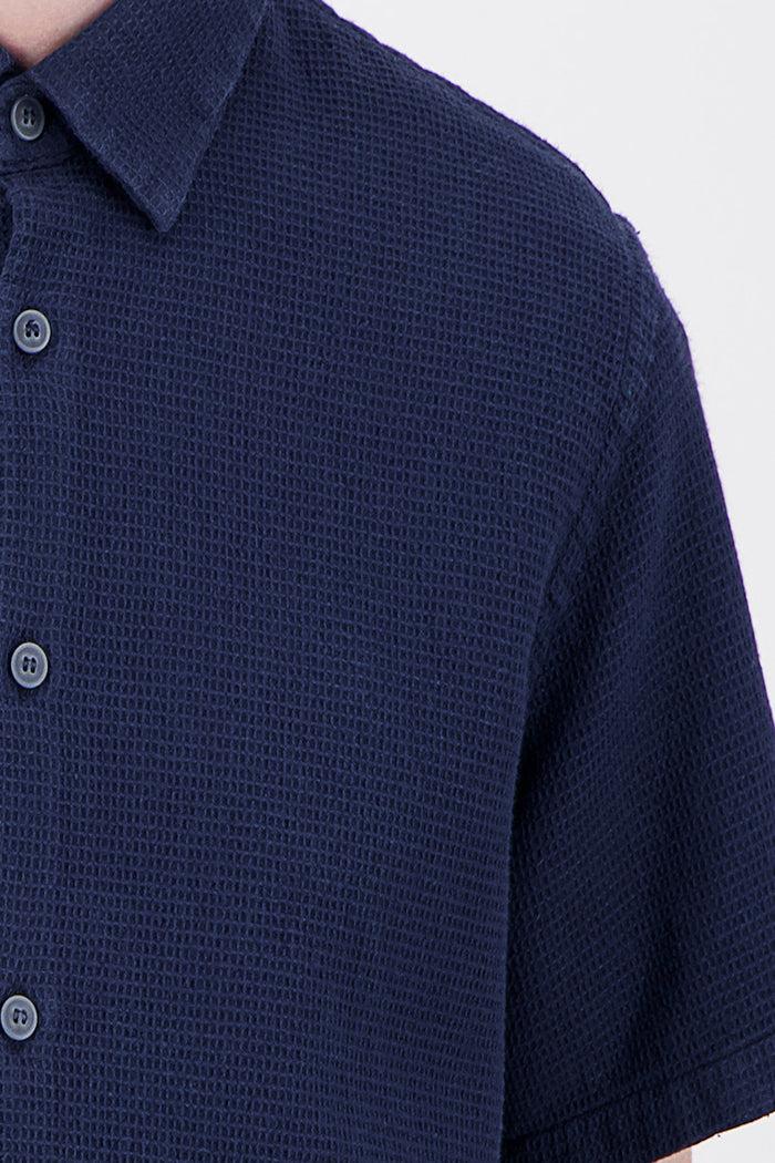 Jagvi Chemise Coton Bio Gaufré Marine