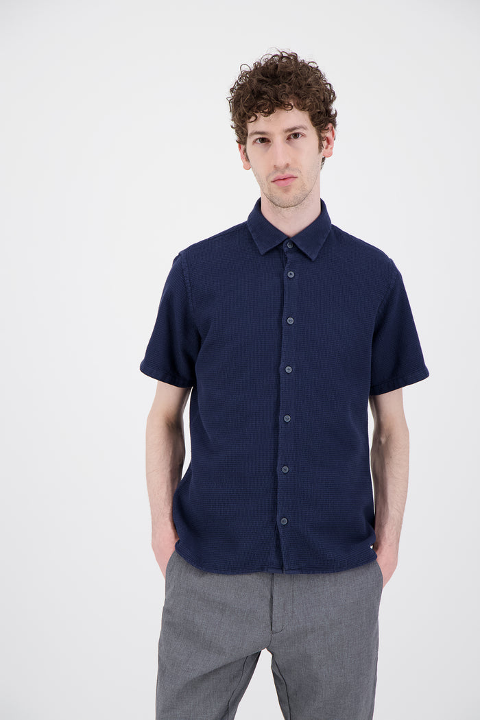 Jagvi Chemise Coton Bio Gaufré Marine
