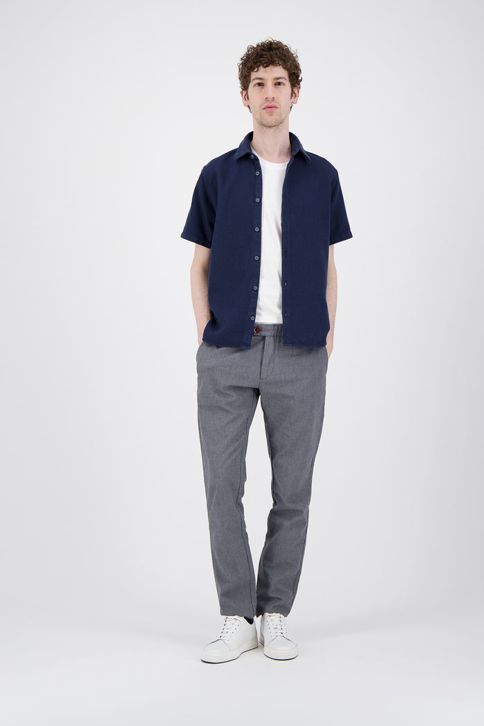 jagvi Chemise coton Bio gaufré marine