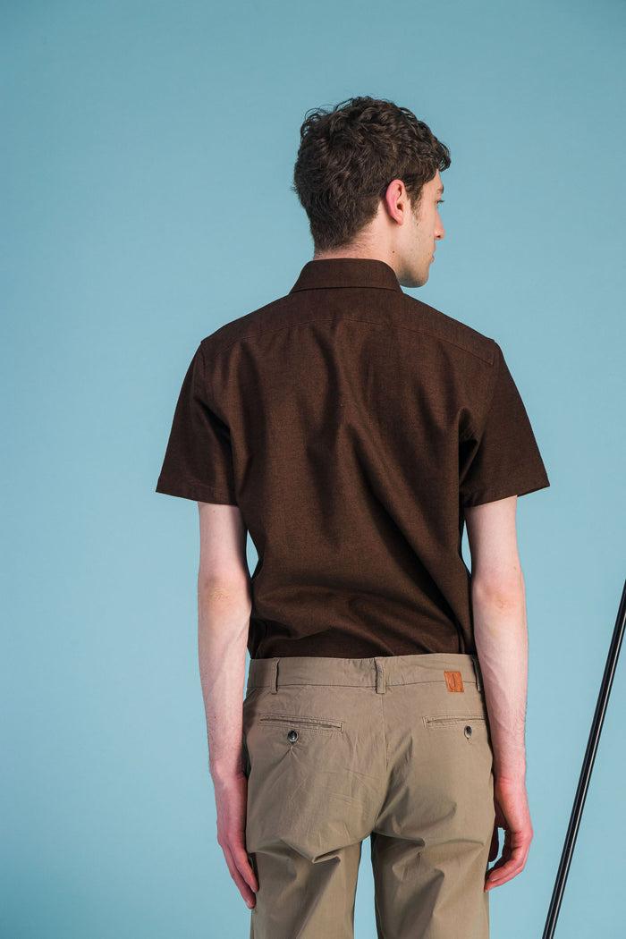 Jagvi Chemise Coton Bio Marron Moiré