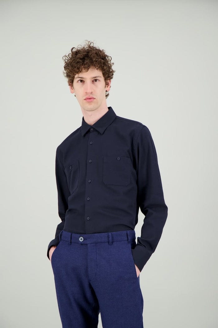 jagvi Chemise coton poches marine