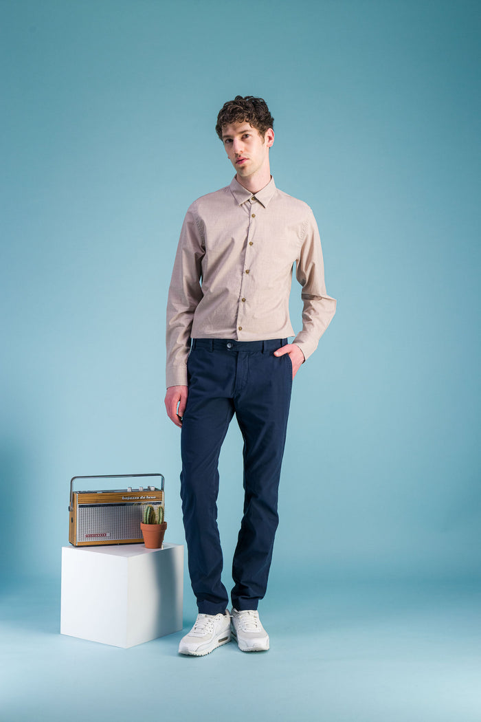 jagvi Chemise en coton léger beige chiné