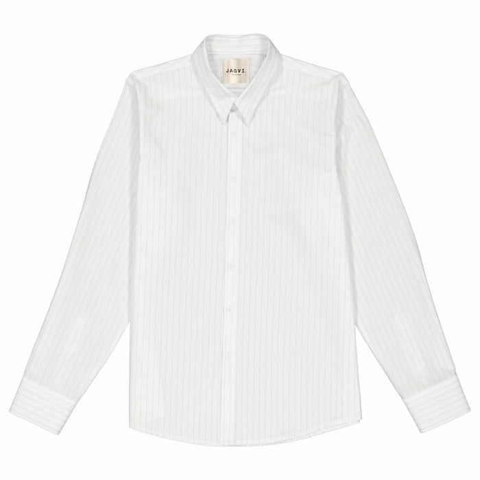 Jagvi Chemise En Coton Léger Blanc à Fines Rayures