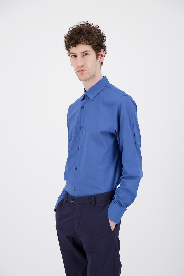 jagvi Chemise en coton léger bleu