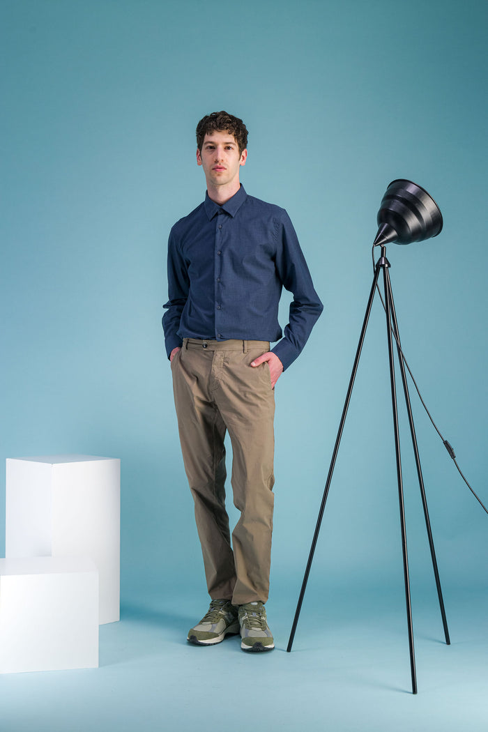 jagvi Chemise en coton léger marine chiné