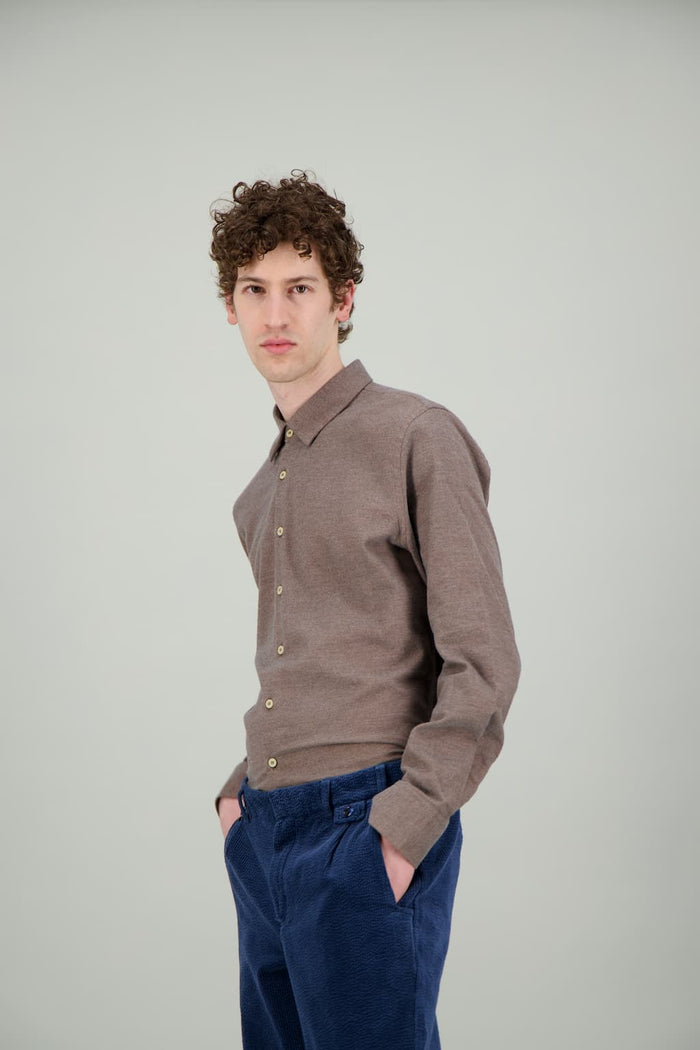Jagvi Chemise Flanelle Bio Beige Chiné