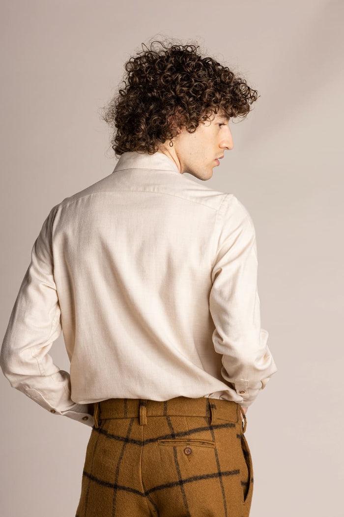 Jagvi Chemise Flanelle Bio Beige Chiné