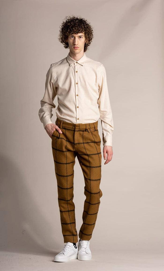Jagvi Chemise Flanelle Bio Beige Chiné