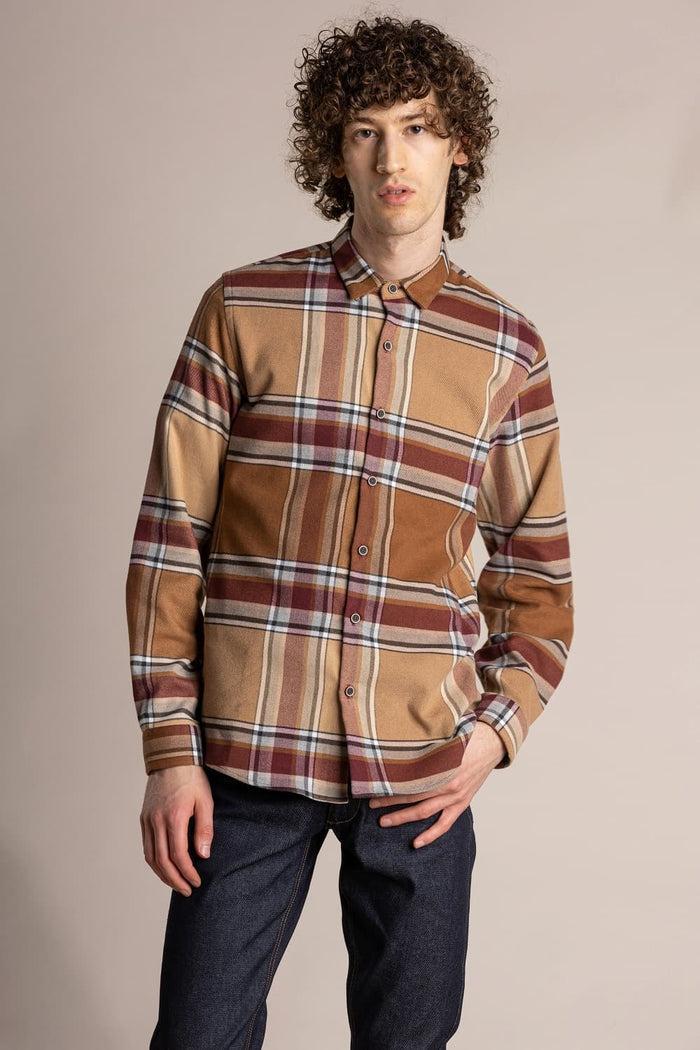 jagvi Chemise flanelle bio carreaux beige