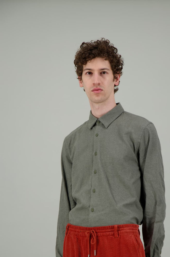 jagvi Chemise flanelle bio kaki chiné