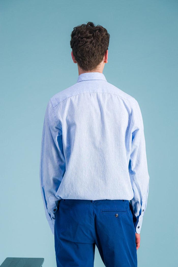 Jagvi Chemise Lin Bleu Ciel Chiné