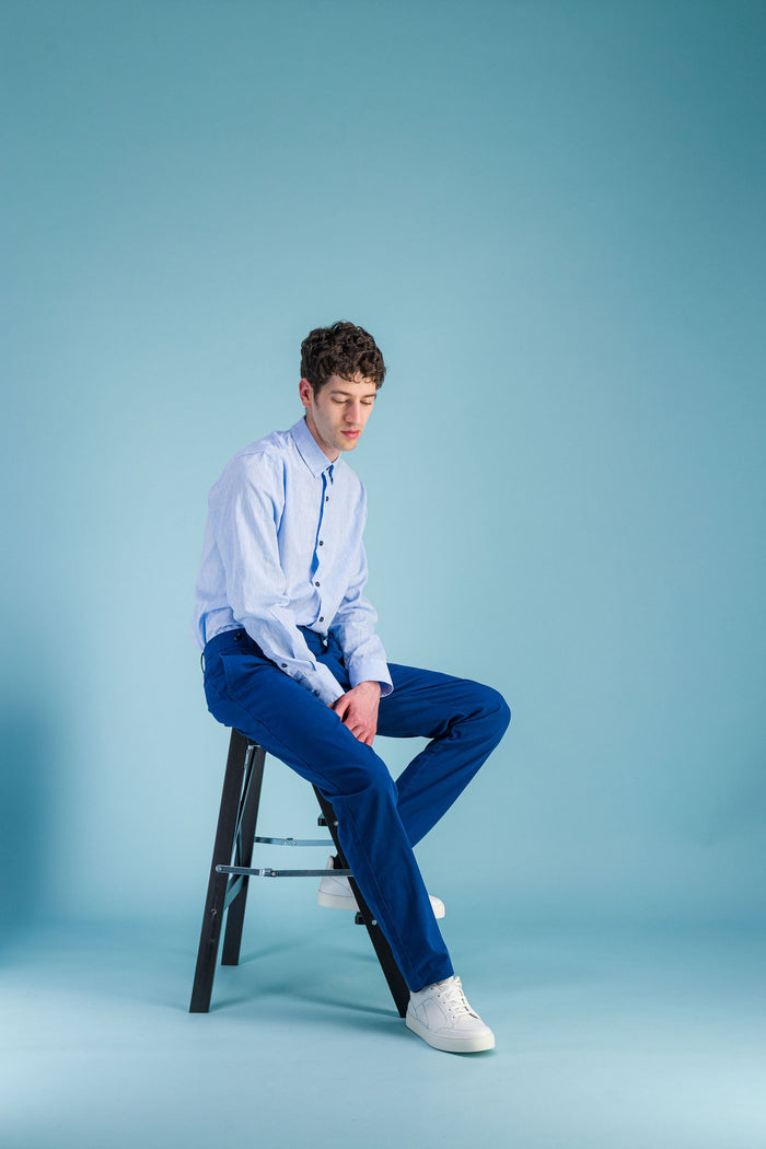 jagvi Chemise lin bleu ciel chiné