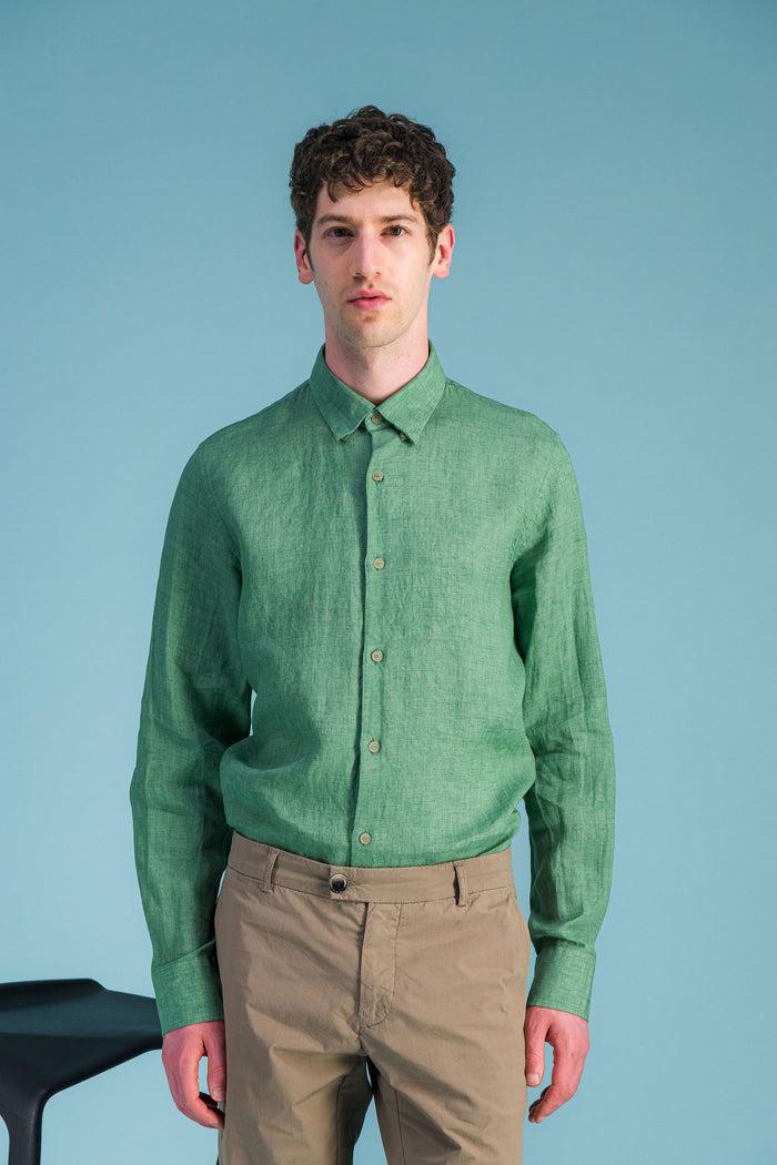 Jagvi Chemise Lin Vert Chiné